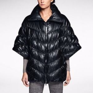 Nike shiny black puffer poncho cape vest